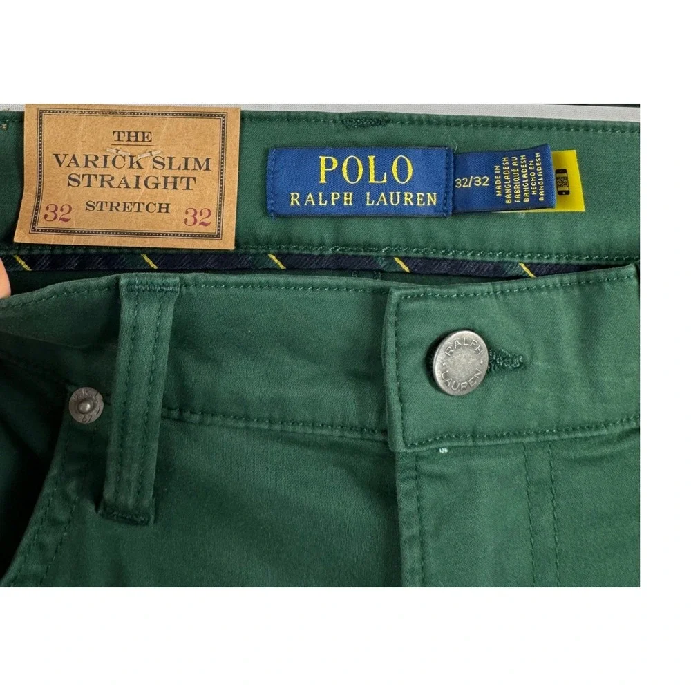 Polo Ralph Lauren Varick Slim Straight sz 32x32 Green Stretch preppy academia
